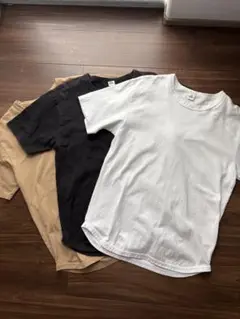 パックTシャツ　3枚セット　半袖Tシャツ　Lサイズ　黒　白　ベージュ