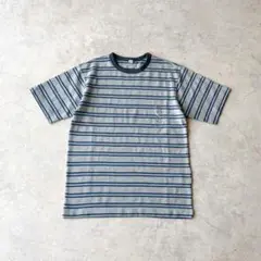 90s 00s オールドユニクロ 短丈 マルチボーダーtシャツ y2k 配色抜群