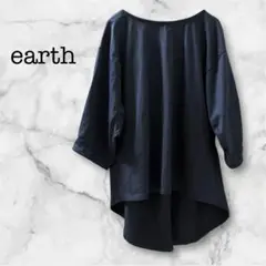 【夏物SALE】earthカットソー バックリボン ネイビー フリーサイズ