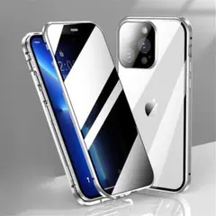 iPhone11 用ガラスケース クリア 両面 シルバー iphoneケース