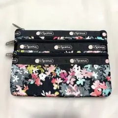 《未使用》レスポートサック　３ジップコスメティック　ポーチ　ハローブルームス　桜
