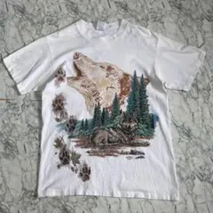 90s 古着 anvil アニマルTシャツ M プリント シングルステッチ