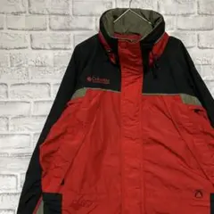 コロンビア　マウンテンパーカーレッドL ロゴ刺繍アウトドア826
