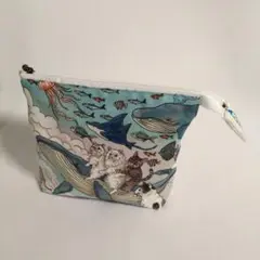 おとぎの国の猫と仲間たち　　海の生き物と猫たち ポーチ