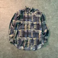 7BS2 【Japanese vintage】総柄シャツ　グランパコア　古着