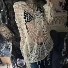 オフホワイト クロシェ カーディガン