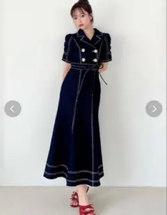 RESEXXYリゼクシー ギャザーデザインマーメイドワンピース S インディゴ