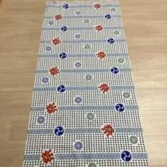 お祭り柄✨祭 吉祥紋様 豆絞り✨白地✨143×63✨綿プリント✨生地ハギレ