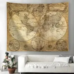 古地図 タペストリー 75×100 アンティーク 世界地図 航海 壁飾りポスター