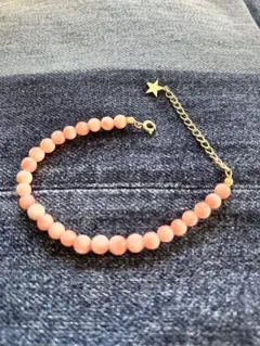 SALE!ピンク珊瑚ブレスレット スター付き