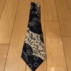 花柄 ネクタイ ネイビー ベージュ