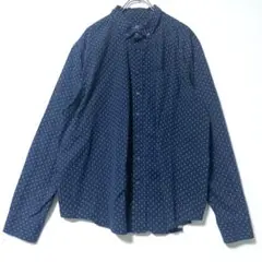 GEORGE ネイビー ドット柄 シャツ