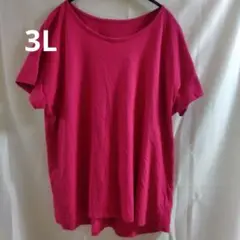大きいサイズ3L　ピンク 半袖 Tシャツ ゆったりシルエット