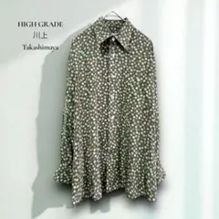 ハイグレード 川上 タカシマヤ【M】シャツ ドット柄 総柄　派手　カジュアルd6