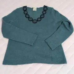 クラフトヒロ　ニット　セーター　青　ブルー　Vネック　薄手