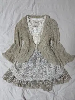 00's fairygrunge 森ガール 透かし編み カーディガン フリル