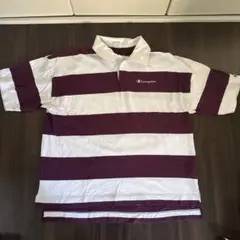 Champion ラガーシャツ L 白/ワインレッド