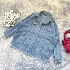 ZARA ザラ XS ジャケット コーデュロイ 青 水色 美品 切りっぱなし