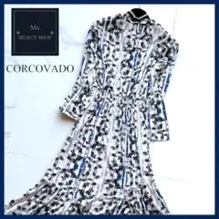 【上品花柄】極美品 CORCOVADOマキシ丈 ボウタイリ マキシワンピース