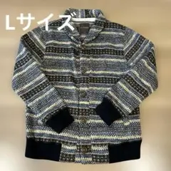 PANASPUR ストライプ柄 カーディガン Lサイズ　裏起毛　あったか　美品