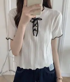 girly doll メロウレースアップトップス