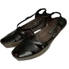 ほぼ新品⭐︎ラボキゴシワークス　レザーサンダル　23.0 黒　バックストラップ