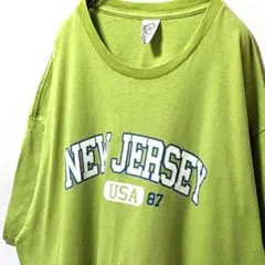 デルタ ニュージャージーUSA ロゴ Tシャツ ライトグリーン黄緑色XL古着