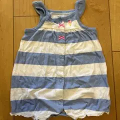 青と白のストライプロンパース 95cmまで