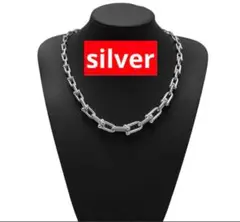 最高級　シルバー　ハードウェア　U字フック チェーンネックレス　46