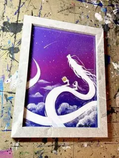 輝きの白龍 アクリル画 開運絵画 龍神 龍ノツカイ
