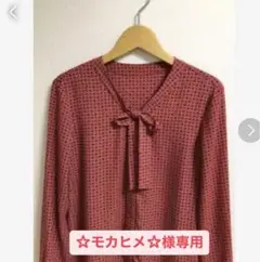 ANAYI/ブラウス トップス 総柄 リボン ボウタイ