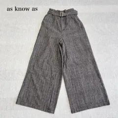 アズノウアズ　ワイドパンツ(＊)ウエストゴム　チェック柄　オフィスカジュアル