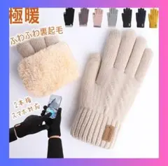 裏起毛 スマホ対応 手袋 ベージュ 22cm