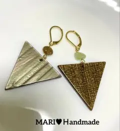 トルマリン✖️三角チャーム♥︎304ステンレスフレンチフックピアス