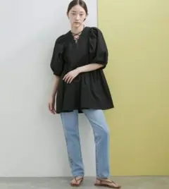 ADAM ET ROPE バルーンスリーブチュニック 洗える