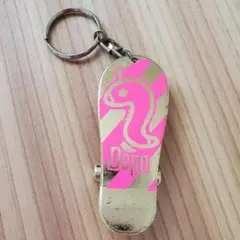 世界デザイン博　デポちゃん　ローラースケートキーホルダー　ゴールド　蛍光ピンク