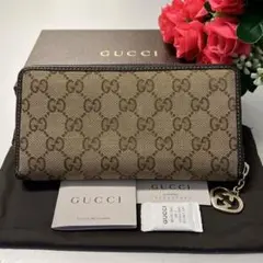 新品同様‼️ グッチ GUCCI 財布 長財布 GGキャンバス ラウンドファスナー