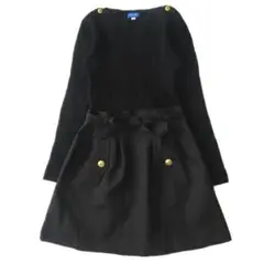 美品★ ブルーレーベル クレストブリッジ ワンピース 長袖 黒 金ボタン