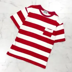 美品 TEMPTATION ボーダーTシャツ レッド サイズL*ED921