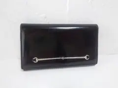 GUCCI 二つ折り エナメル レザー 長財布 グッチ ホースビット