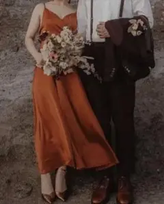 M 結婚式 テラコッタドレス ウェディング ドレス 前撮り 二次会 披露宴