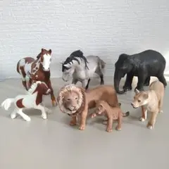 動物フィギュア 親子など シュライヒ 7点セット 馬 ポニー ライオン ぞう