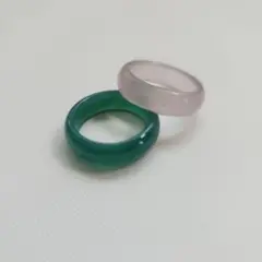 12号 13号 瑪瑙とローズクオーツのくり抜きリングセット