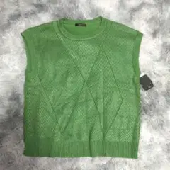 新品❗定価1万4千円越え❗【MISSEL】 グリーンニットベスト 綿混 (F)