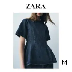 [新品 未着用 ] ZARA デニム ペプラム トップス 大人気完売品