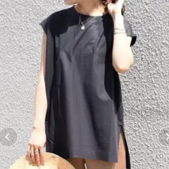SHIPS WEB限定 クールタッチノースリーブビックTEE チャコールグレー