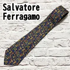 Salvatore Ferragamo イタリア製 シルク100% ネクタイ