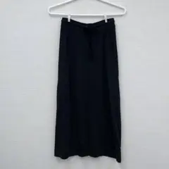 PLST ロングスカート ウエストリボン付き ブラックM