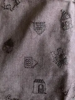 トラネコ　ぼくのお家　刺繍生地　カットクロス　フレンチコーデュロイ58×53