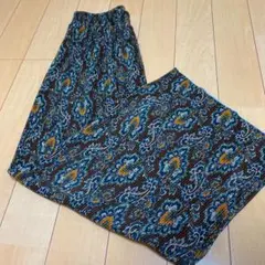 カットプリーツペイズリーパンツ　中茶　Lサイズ